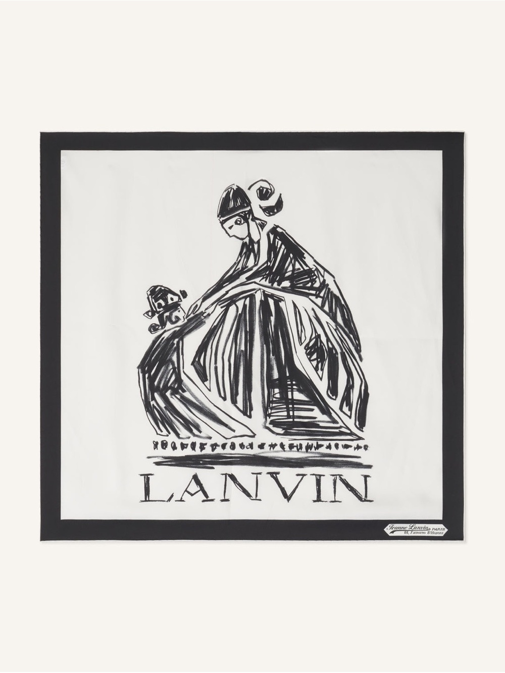 Lanvin Mother & Child Printed Silk Scarf